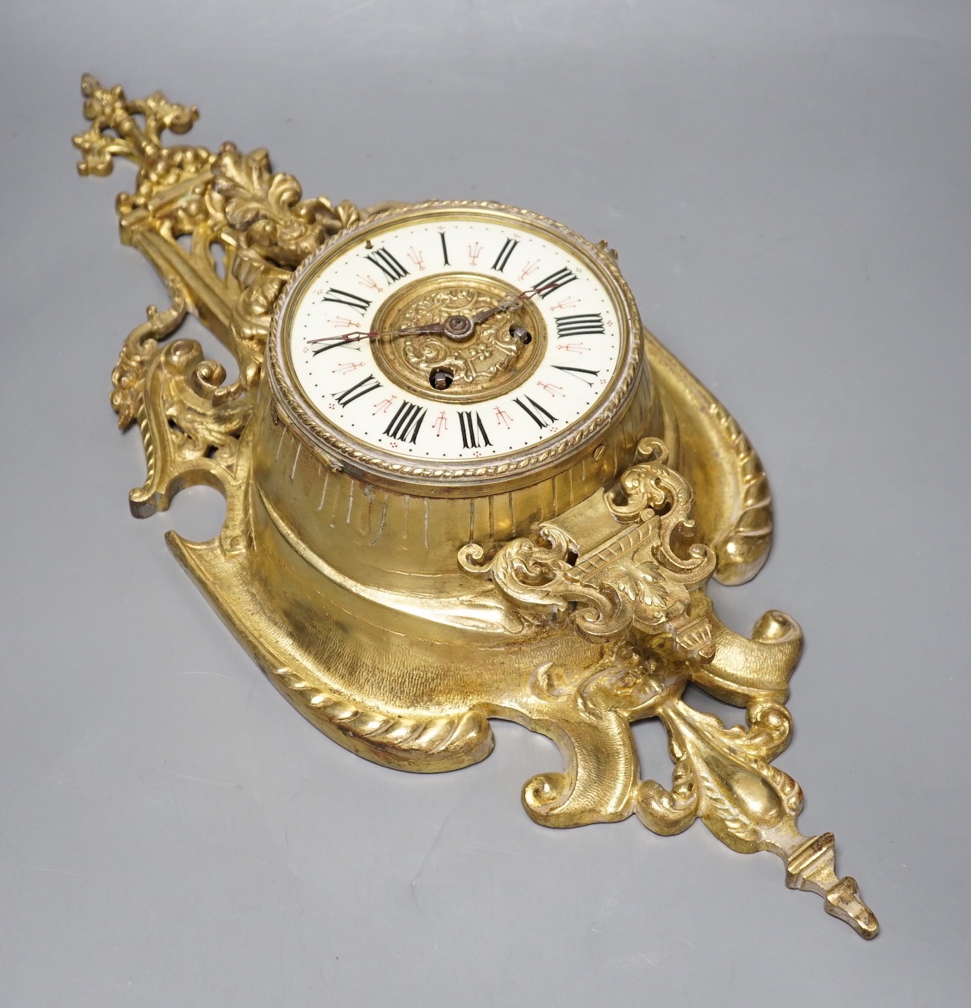 A French Rococo style ormolu wall clock, 55cm